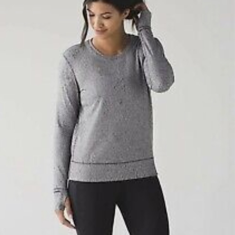 LULULEMON Womens 4 Black White Back Zip Pleated Rush Hour Long Sleeve Top